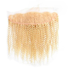 Load image into Gallery viewer, Malaysian Kinky Curly 613 Blonde Hair Lace Frontal