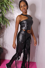 Load image into Gallery viewer, Pu Strappy Top &amp; Leggings Set
