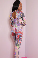Load image into Gallery viewer, Lace Up Detail Print Jumpsuit
