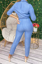 Load image into Gallery viewer, Front Wrap Denim  Jumpsuit

