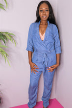 Load image into Gallery viewer, Front Wrap Denim  Jumpsuit
