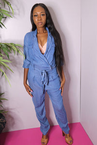 Front Wrap Denim  Jumpsuit
