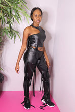 Load image into Gallery viewer, Pu Strappy Top &amp; Leggings Set
