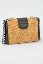 Load image into Gallery viewer, Straw And Leather CrossBody Clutch
