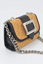 Load image into Gallery viewer, Straw And Leather CrossBody Clutch
