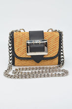 Load image into Gallery viewer, Straw And Leather CrossBody Clutch

