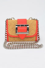 Load image into Gallery viewer, Straw And Leather CrossBody Clutch
