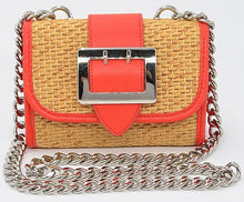 Load image into Gallery viewer, Straw And Leather CrossBody Clutch

