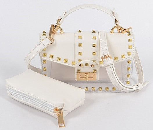Studded See Through Clutch