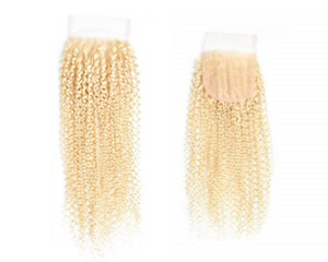 Malaysian Curly Kinky 613 Blonde Lace Closure
